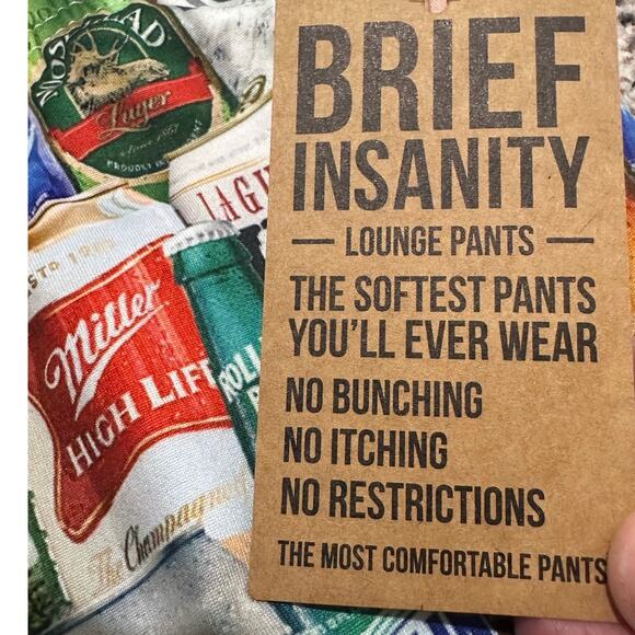 NWT Brief Insanity The Beers of America Men's Lounge Pants, size M - Picture 6 of 10